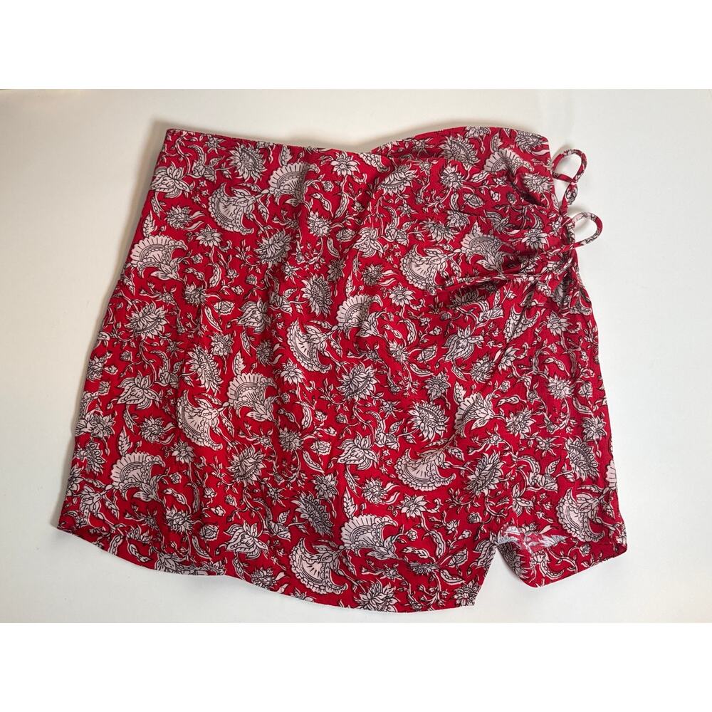 NEW Zara Floral Wrap Skirt Bundle 2 Items Red Yellow Skort Womens Small Pareo - Picture 4 of 13